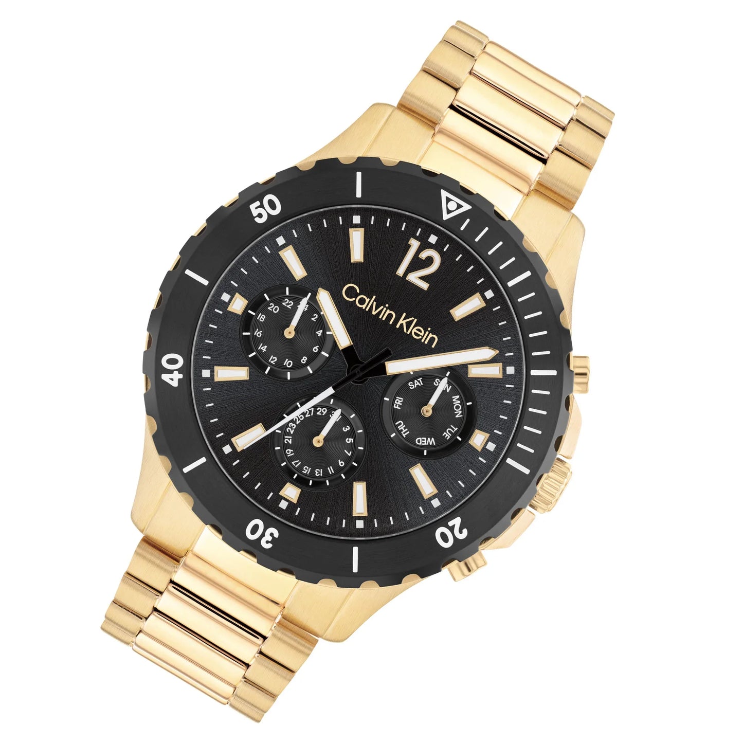 Calvin Klein Sport Light Gold Steel Black Dial Men's Multi-function Watch - 25200116