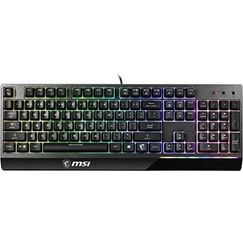 MSI Gaming Backlit RGB Dedicated Hotkeys Anti-Ghosting Water Resistant Mechanical Feel Gaming Keyboard (Vigor GK30 US)