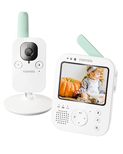 nannio Hero3 Baby Monitor Camera with Baby Night Light and Vibration Option, Two-Way Audio, Cry Detection, Power Saving Mode, Room Temperature, Digital Zoom, Lullaby, 2 Years Warranty (AU Plug)