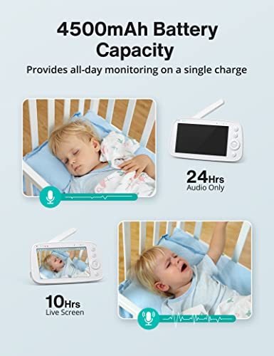 Baby Monitor, 5 inch HD Display Video Monitor, with Auto-Pilot Camera and Two-Way Audio, Night Vision and Thermal Monitor(AU Plug, 240V)