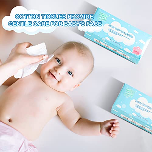 Dry Wipes - HAPPY BUM Dry Baby Wipes, 100% Cotton Baby Wipes, Unscented Cotton Tissues for Sensitive Skin, 600 Count