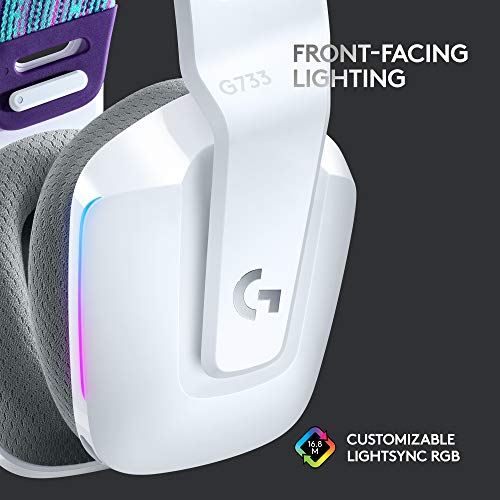 Logitech G G733 Lightspeed Wireless RGB Gaming Headset, White