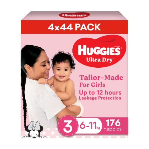 Huggies Ultra Dry Nappies Girls Size 3 (6-11kg) 176 Count