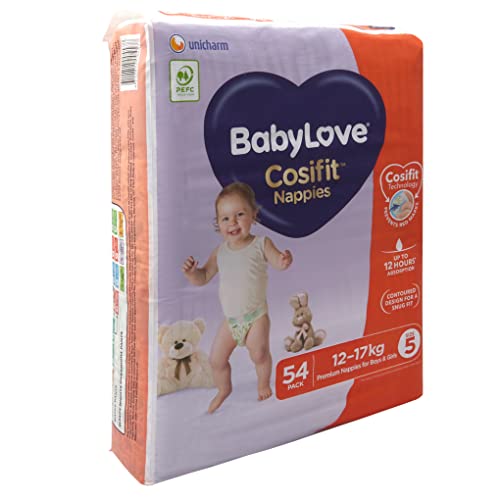 BabyLove 162 Piece (3 Pack x 54) 1 Month Supply Premium Cosifit Nappies Size 5 Walker 12-17kg