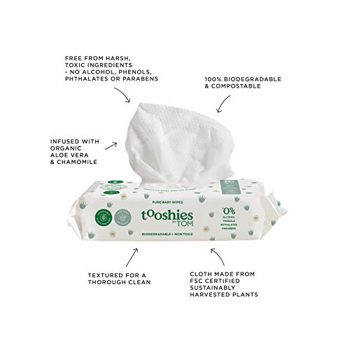 tooshies Aloe Vera and Chamomile Pure Baby Wipes, Pack of 1120, 16x70 packs