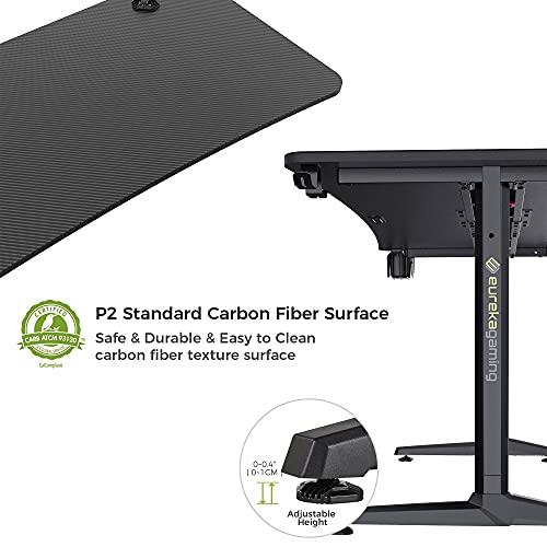 EUREKA ERGONOMIC Gaming Desk 60" Home Office Computer Desk, New Polygon Legs Design, Captain Series (60 Inch, Black)