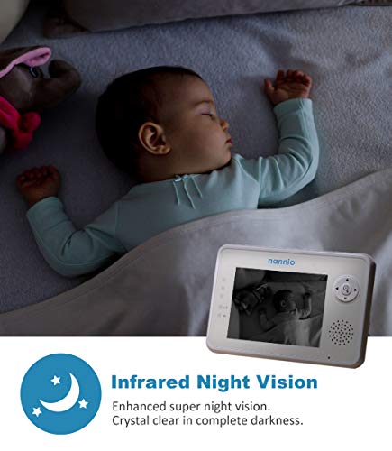 Baby Monitor nannio Comfy Video Baby Monitor with Camera, Pan-Tilt-Zoom Cameras, 3.5" Baby Camera Monitor with Two-Way Audio, Night Vision, Lullabies, VOX, Baby Timer and Temperature Sensor (AU Plug)