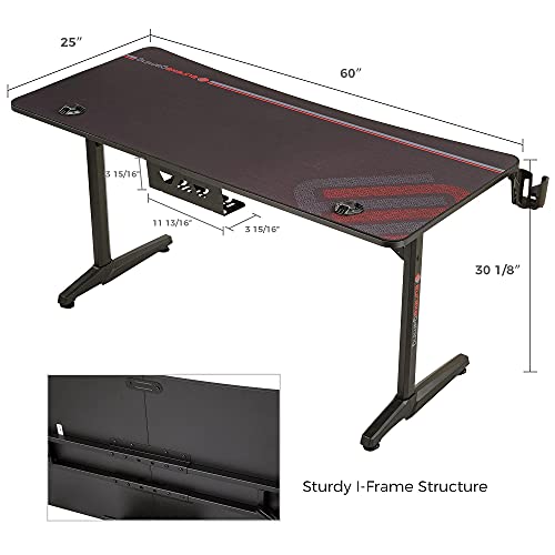 EUREKA ERGONOMIC Gaming Desk 60" Home Office Computer Desk, New Polygon Legs Design, Captain Series (60 Inch, Black)