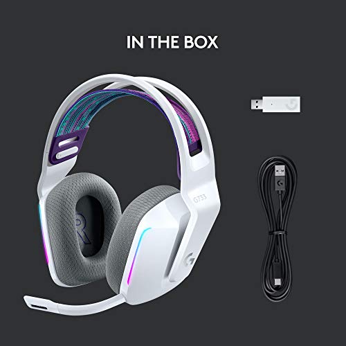 Logitech G G733 Lightspeed Wireless RGB Gaming Headset, White