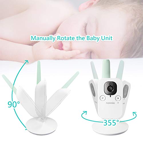 nannio Hero3 Baby Monitor Camera with Baby Night Light and Vibration Option, Two-Way Audio, Cry Detection, Power Saving Mode, Room Temperature, Digital Zoom, Lullaby, 2 Years Warranty (AU Plug)