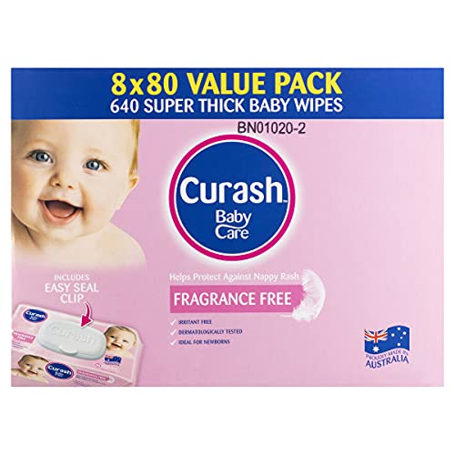 Curash Fragrance Free Baby Wipes 8X80PK