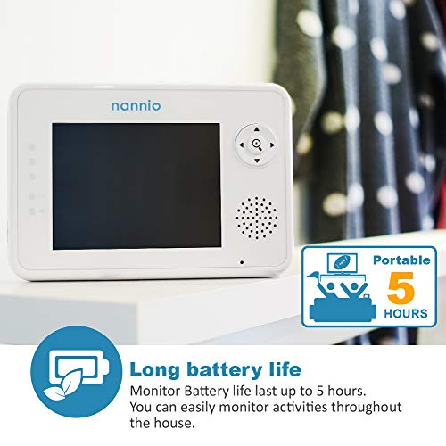 Baby Monitor nannio Comfy Video Baby Monitor with Camera, Pan-Tilt-Zoom Cameras, 3.5" Baby Camera Monitor with Two-Way Audio, Night Vision, Lullabies, VOX, Baby Timer and Temperature Sensor (AU Plug)