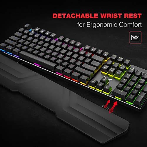 Havit Mechanical Keyboard and Mouse Combo RGB Gaming 104 Keys Blue Switches Wired USB Keyboards with Detachable Wrist Rest, Programmable Gaming Mouse for PC Gamer Computer Desktop