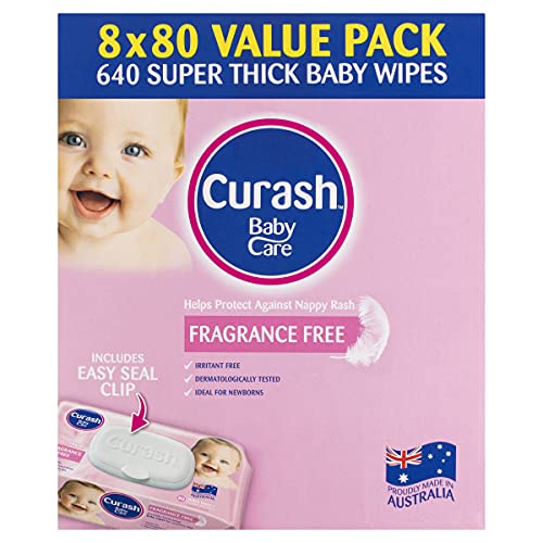 Curash Fragrance Free Baby Wipes 8X80PK