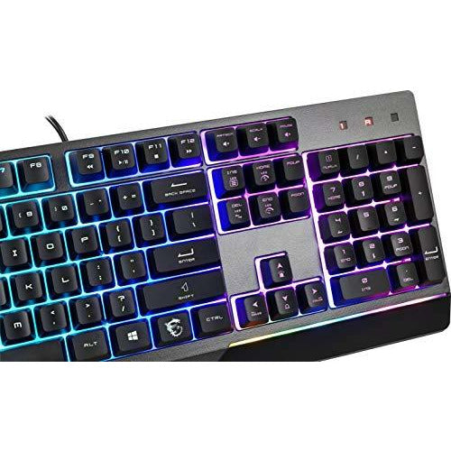 MSI Gaming Backlit RGB Dedicated Hotkeys Anti-Ghosting Water Resistant Mechanical Feel Gaming Keyboard (Vigor GK30 US)