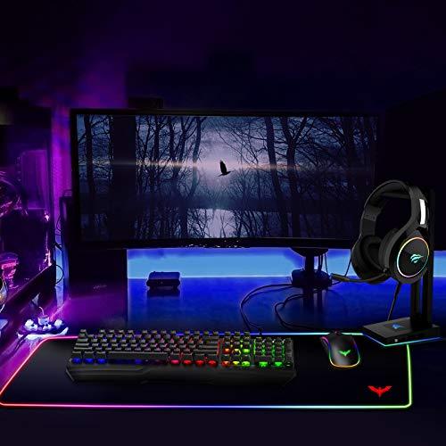 Havit Mechanical Keyboard and Mouse Combo RGB Gaming 104 Keys Blue Switches Wired USB Keyboards with Detachable Wrist Rest, Programmable Gaming Mouse for PC Gamer Computer Desktop