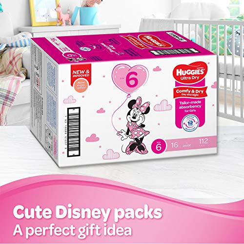 Huggies Ultra Dry Nappies Girl Size 6 (16kg+) 1 Month Supply 112 Count