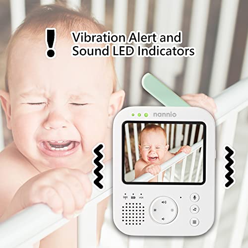 nannio Hero3 Baby Monitor Camera with Baby Night Light and Vibration Option, Two-Way Audio, Cry Detection, Power Saving Mode, Room Temperature, Digital Zoom, Lullaby, 2 Years Warranty (AU Plug)