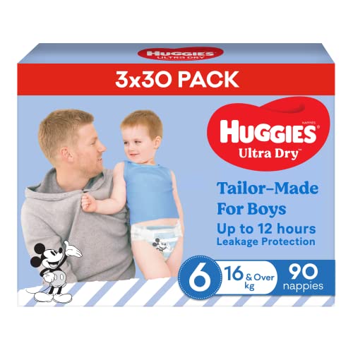 Huggies Ultra Dry Nappies Boys Size 6 (16kg+) 90 Count