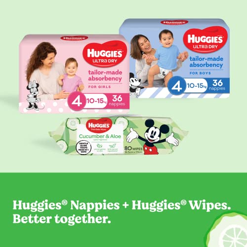 HUGGIES Baby Wipes Cucumber and Aloe Vera Baby Wipes, 400 Wipes Refill Pack