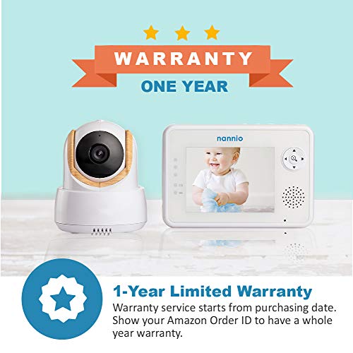 Baby Monitor nannio Comfy Video Baby Monitor with Camera, Pan-Tilt-Zoom Cameras, 3.5" Baby Camera Monitor with Two-Way Audio, Night Vision, Lullabies, VOX, Baby Timer and Temperature Sensor (AU Plug)