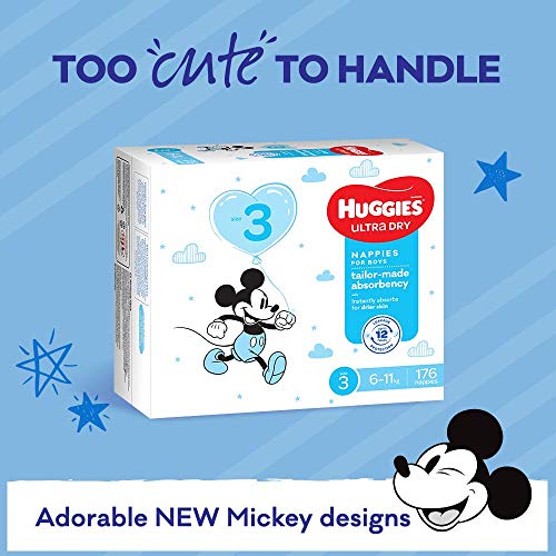 Huggies Ultra Dry Nappies Boy Size 3 (6-11kg) 1 Month Supply 176 Count