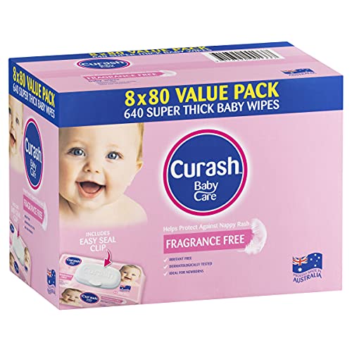 Curash Fragrance Free Baby Wipes 8X80PK