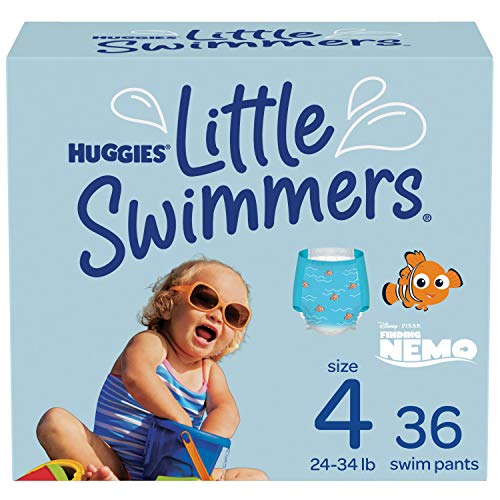 Huggies Little Swimmers Disposable Swim Diapers, Swimpants, Size 4 Medium (24-34 lb.), 36 Ct. (Packaging May Vary)