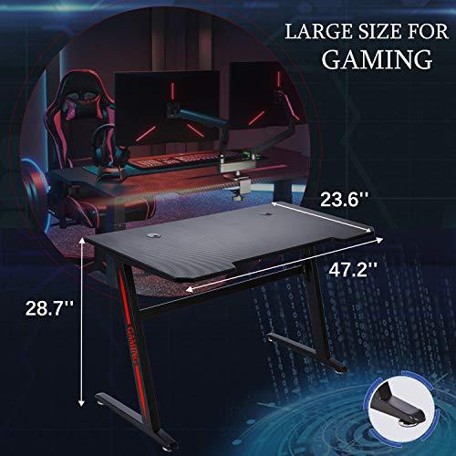 Ergonomic Z-A Gaming Desk 47.2" Z Shaped Office PC Computer Gaming Desk Gamer Tables for