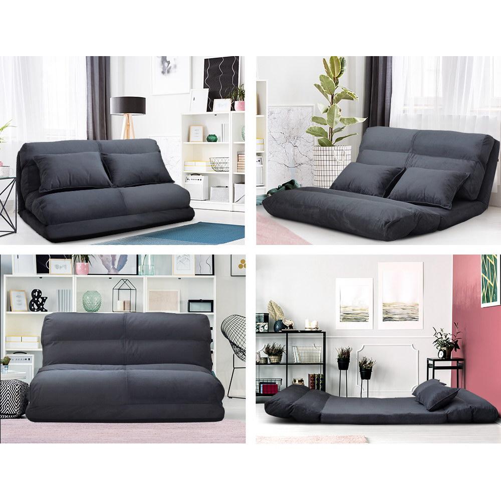 Lounge Sofa Bed Floor Recliner Chaise Chair Folding Adjustable Suede