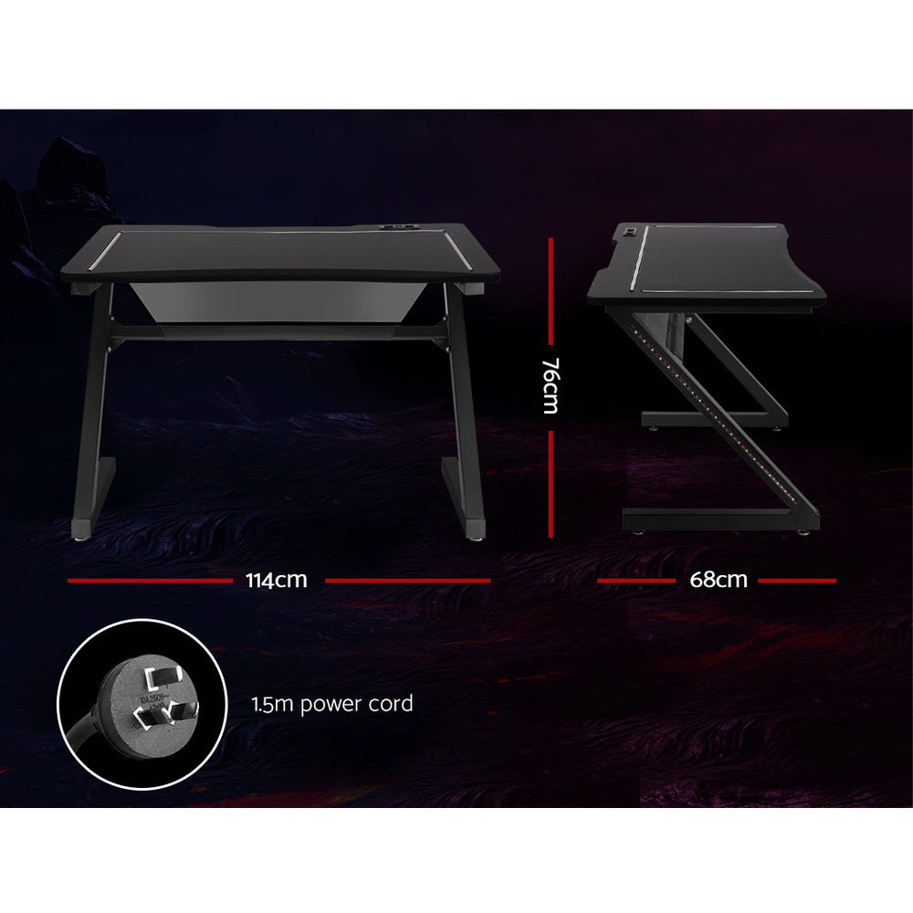 Artiss Gaming Desk Carbon Fiber W/LED