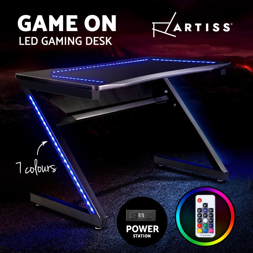 Artiss Gaming Desk Carbon Fiber W/LED