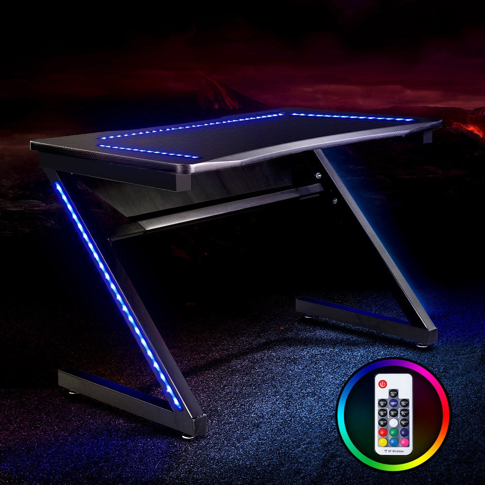 Artiss Gaming Desk Carbon Fiber W/LED