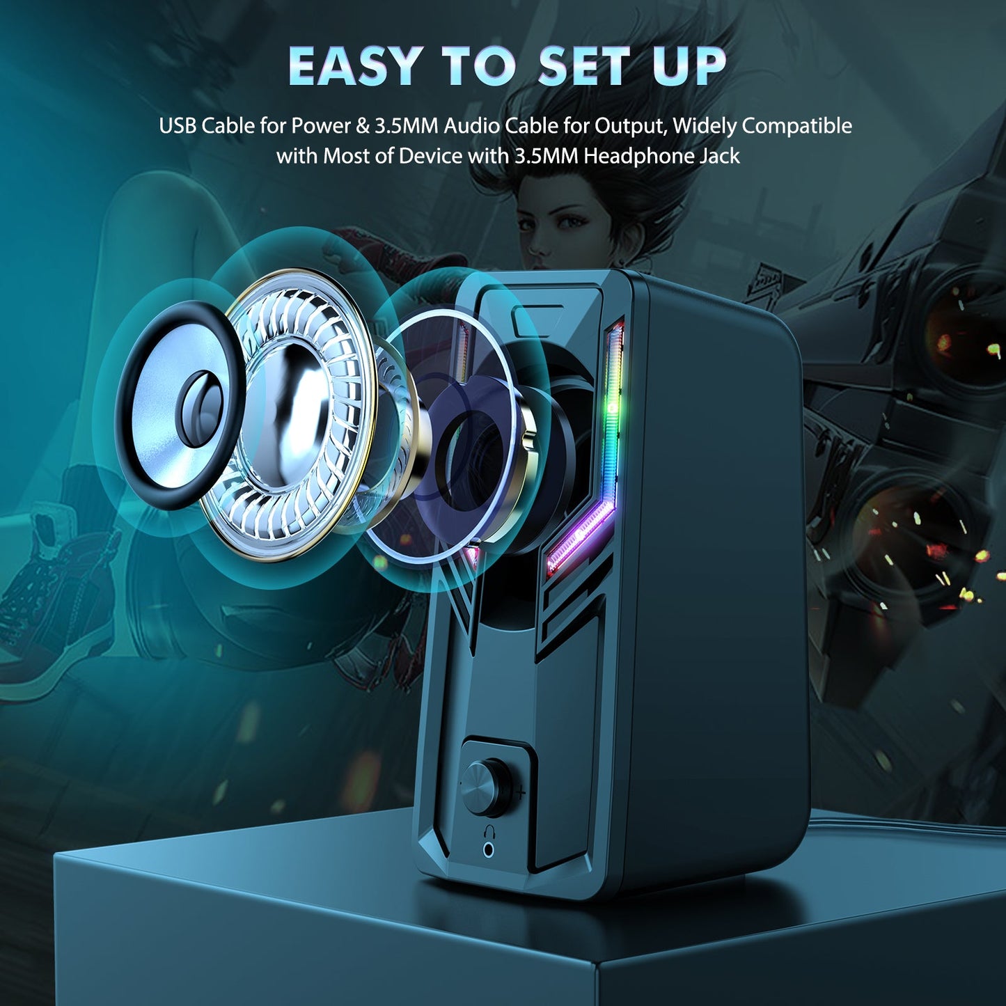 USB LED Speakers 3D Stereo Sound