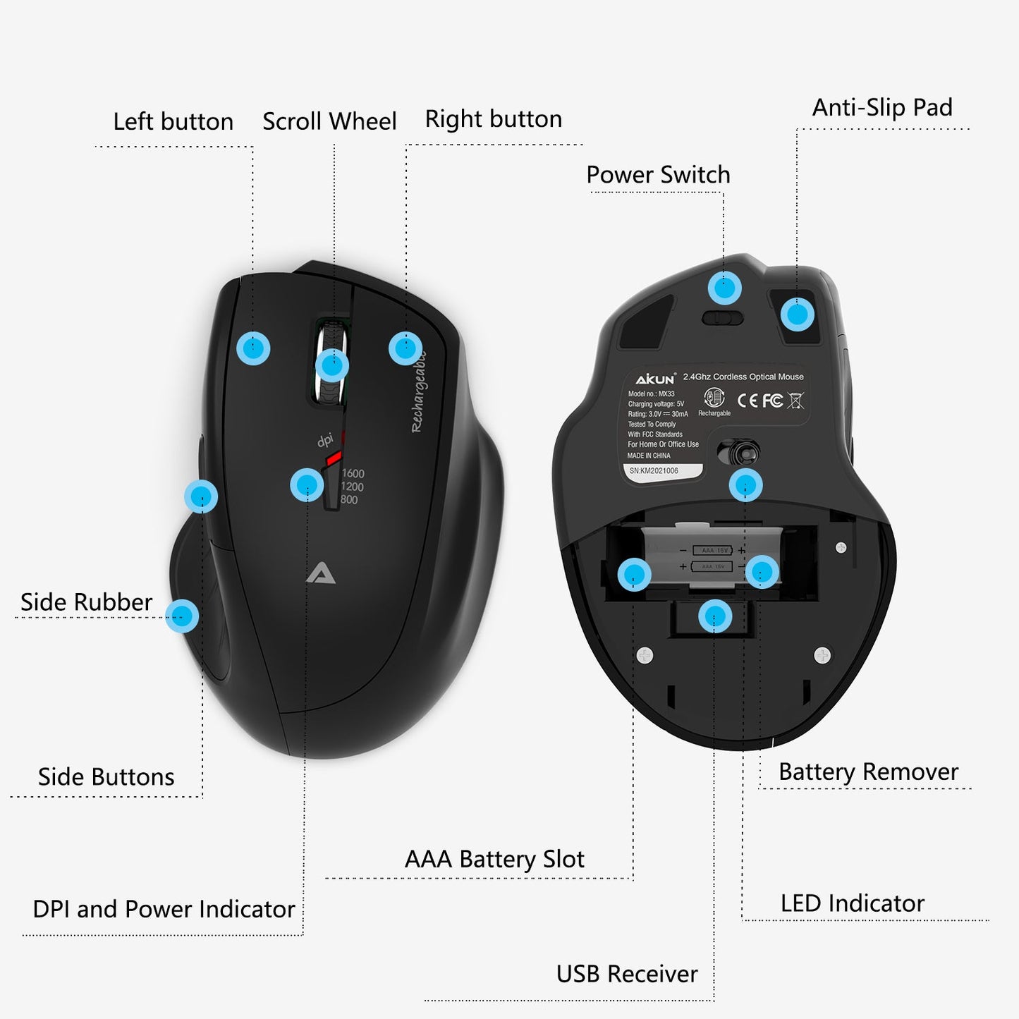 AIKUN MX33R Rechargeable Wireless Mouse