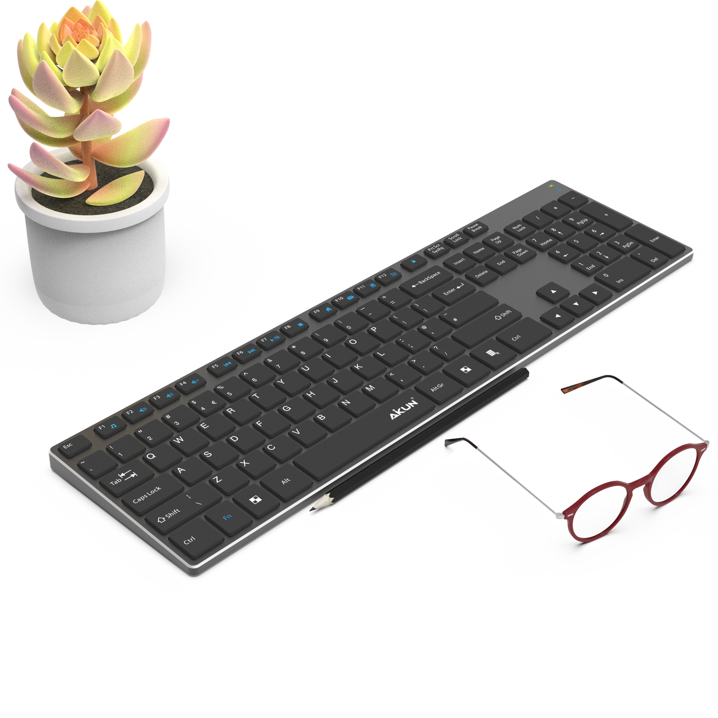 AIKUN Rechargeable Wireless aluminum keyboard black