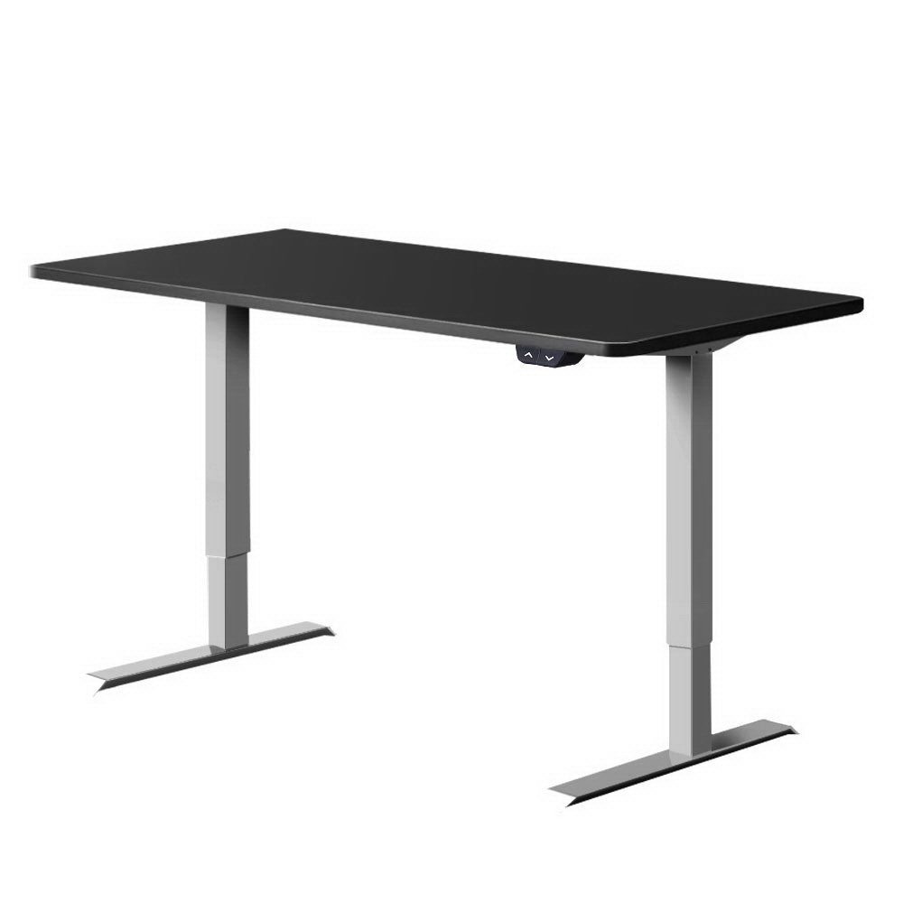 Artiss Standing Desk Adjustable Height Desk Electric Motorised Grey Frame Black Desk Top 140cm