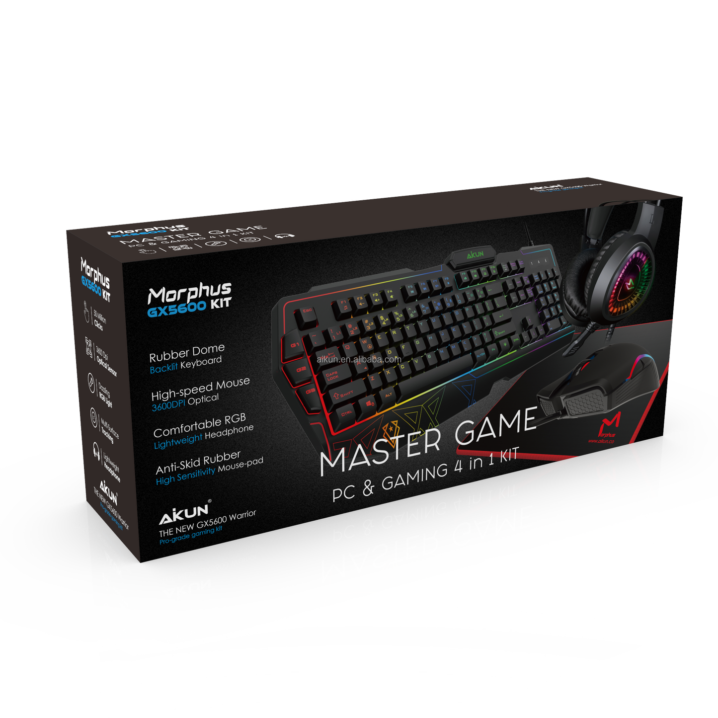 AIKUN Wired 4 IN 1 Gaming Set-Keyboard Mouse Headset and Mousepad Combo