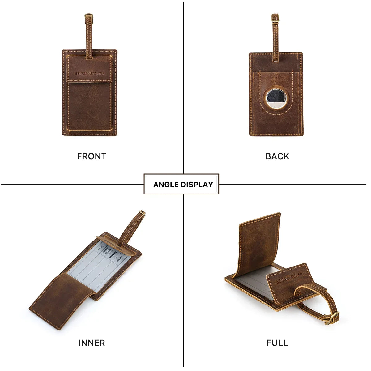 Genuine Leather airtag Luggage Tags