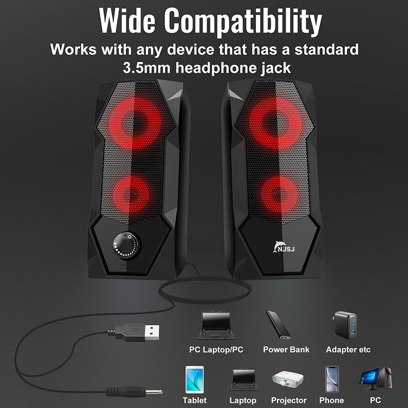 NJSJ PC Gaming Speaker LED