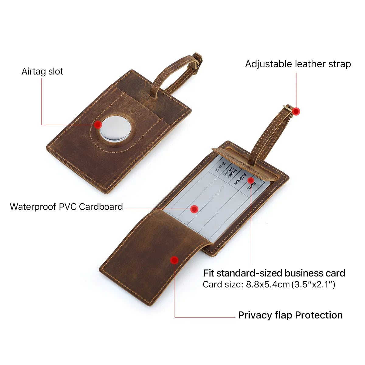 Genuine Leather airtag Luggage Tags