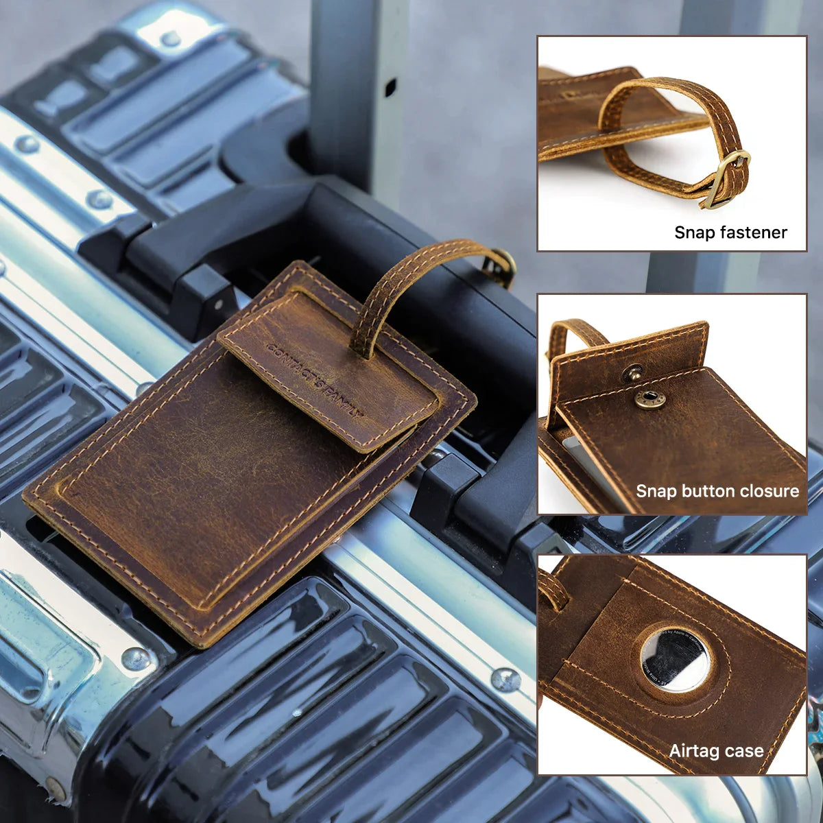 Genuine Leather airtag Luggage Tags