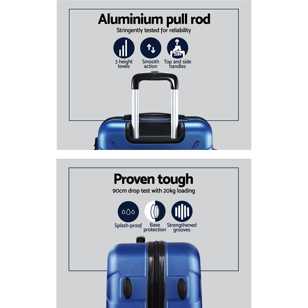 Miami 2pc Luggage Set. Suitcase TSA Lock Bonus Blue