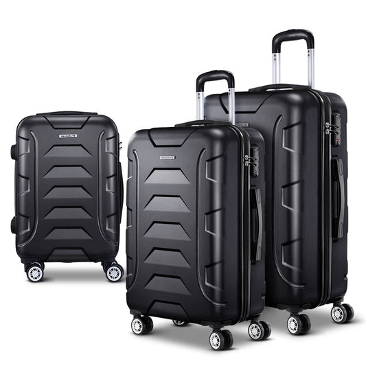 Melbourne 3pc Luggage Set Suitcase TSA Lock Black