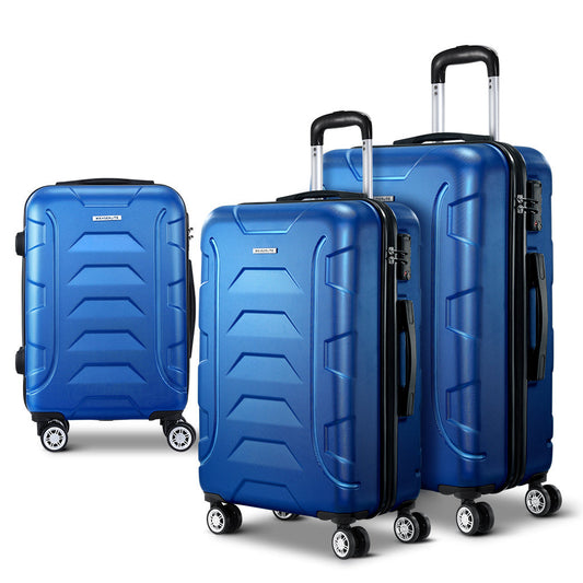 Miami 3pc Luggage Set Suitcase TSA Lock Blue