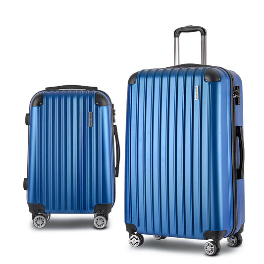 Miami 2pc Luggage Suitcase Set Travel TSA Hard Case Blue