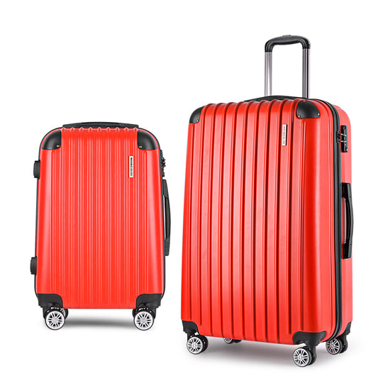 Barcelona 2pc Luggage Suitcase Sets Travel TSA Hard Case Red