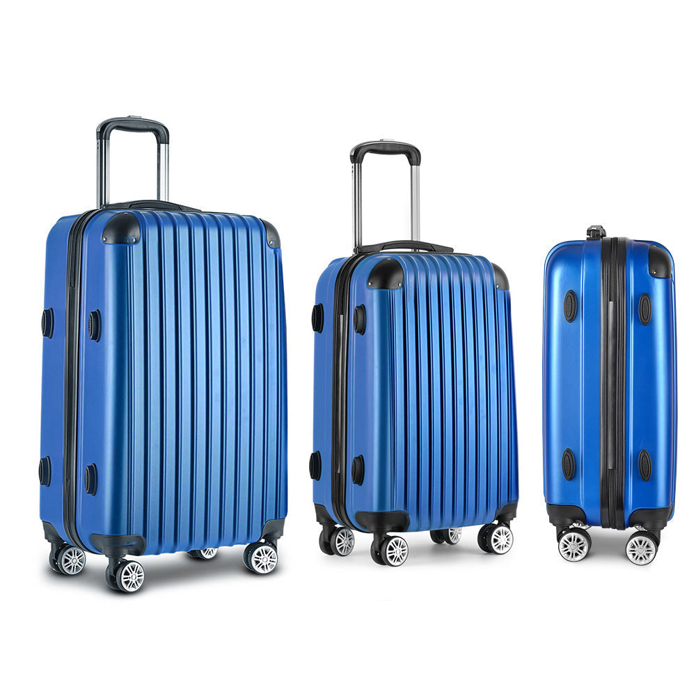 Miami 3pcs Luggage Set Travel Suitcase Hard Case Carry On Bag Blue