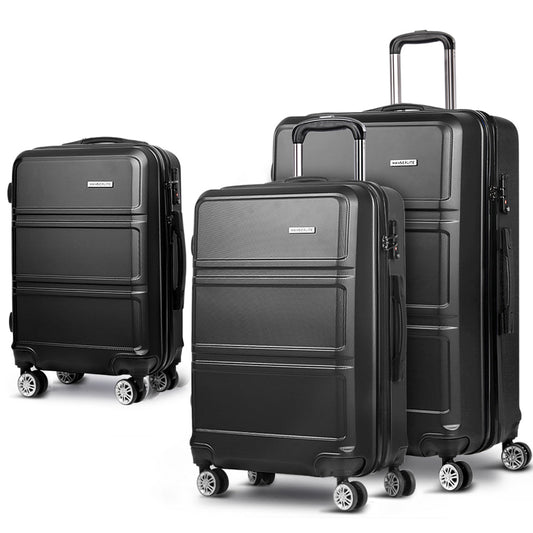 Melbourne 3pc Luggage Set Suitcase Travel TSA Hard Case Black