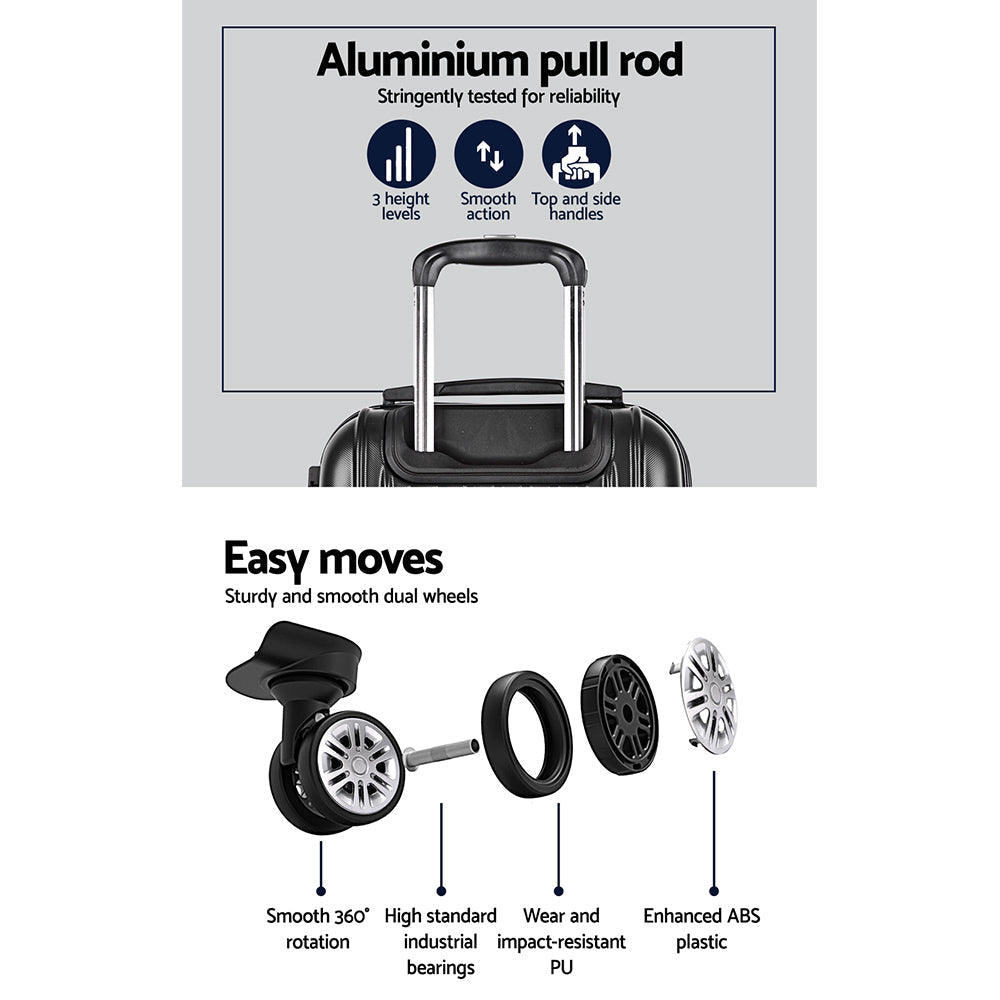 Melburne 3pcs Luggage Set Suitcase w/Storage Organiser TSA lock Black